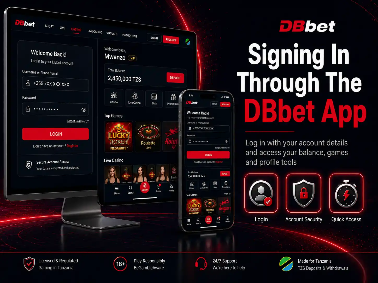 Signing In Through The DBbet App